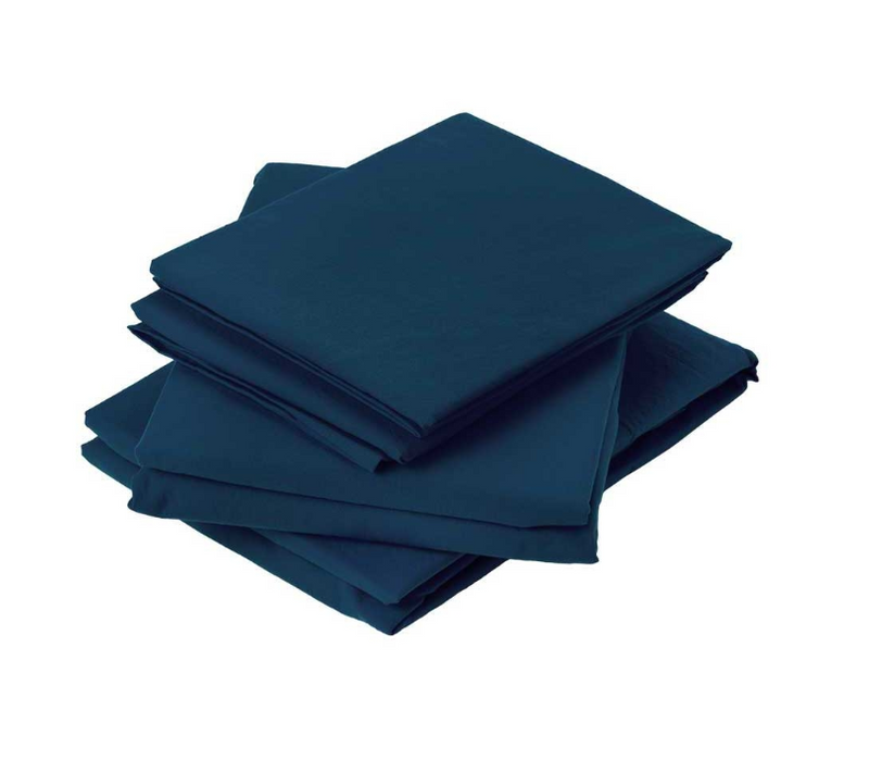 Drap Plat En Coton Lavé - 180x290 Cm - Bleu Pétrole