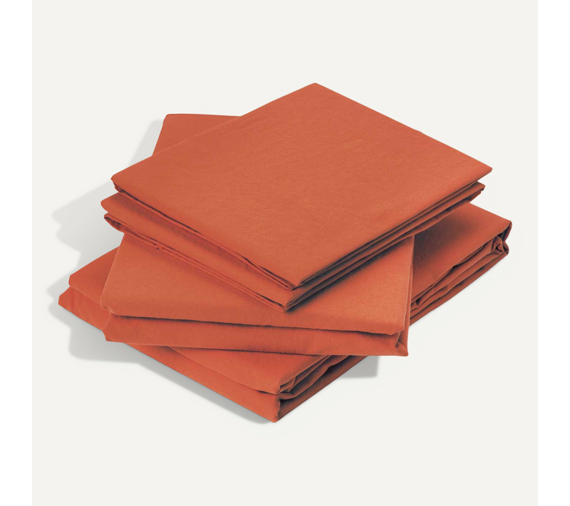 Drap Plat En Coton Lavé - 270x290 Cm - Terracotta