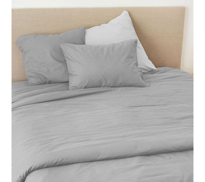Housse De Couette Coton Lavé - 200x200 Cm - Gris