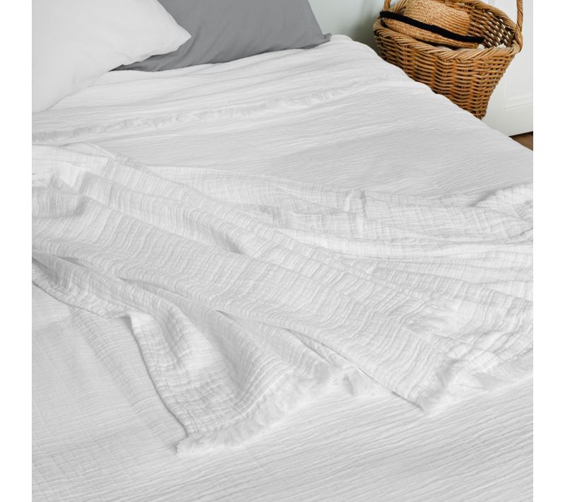 Dessus De Lit En Gaze De Coton - 230 X 250 Cm - Blanc