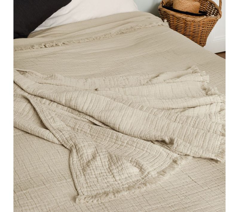 Dessus De Lit En Gaze De Coton - 230 X 250 Cm - Galet