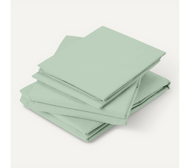 Drap Plat En Coton Lavé - 240x290 Cm - Vert D'eau