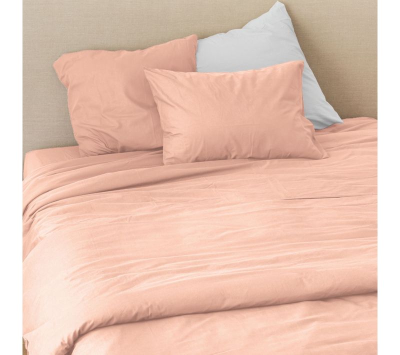 Housse De Couette Coton Lavé - 260x240 Cm - Rose