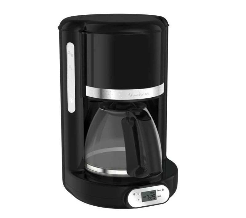 Cafetière Filtre Programmable 10/15 Tasses - Verseuse Verre 1.25 L - 1000 W - Noir - Fg380b10 Soleil