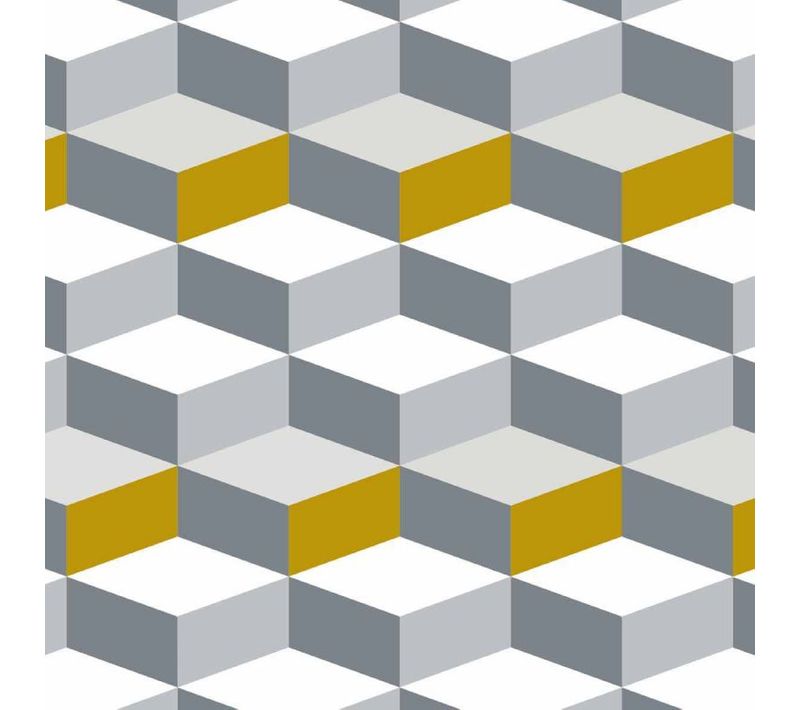 Stickers Carrelage 15x15 Cm Cubes Gris Et Ocre