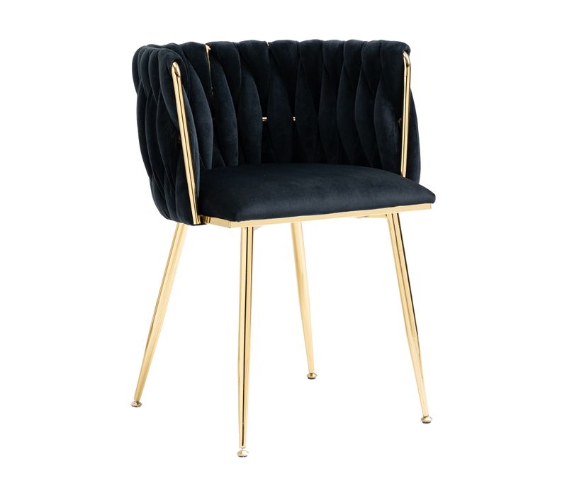 Chaises De Salle à Manger (2pc) Avec Pieds En Métal Doré Noir