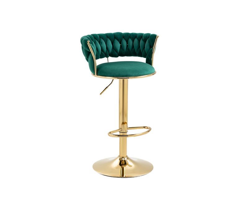 Lot De 2 Tabourets De Barre Pivotant En Acier, Réglable En Hauteur, Dossier Fait à La Main, Vert