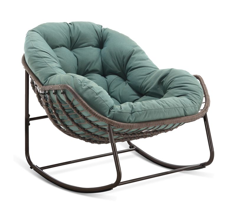 Fauteuil à Bascule Rocking-chair Confortable Avec Coussin Ãpais Pour Intérieur Et Extérieur, Vert