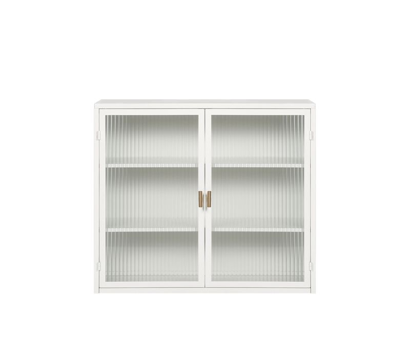 Armoire Murale Avec Portes En Verre, Avec Trois Compartiments, 70x23x59cm, Blanc