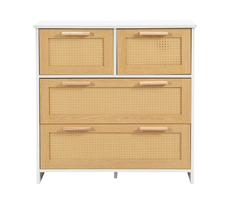 Armoire En Rotin De Haute Qualité à 4 Tiroirs Pour Le Salon, 80x80x38cm,bios.