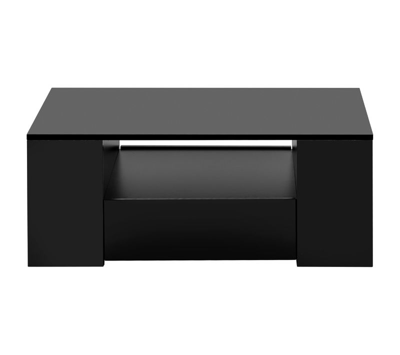 Table Basse Moderne 95x53x37, Avec 2 Tiroirs Et 2 Étagères, Noir