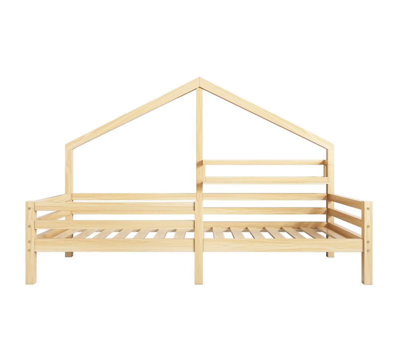 Lit Cabane Enfant En Bois De Pin 90x200 Avec Étagère, Bois