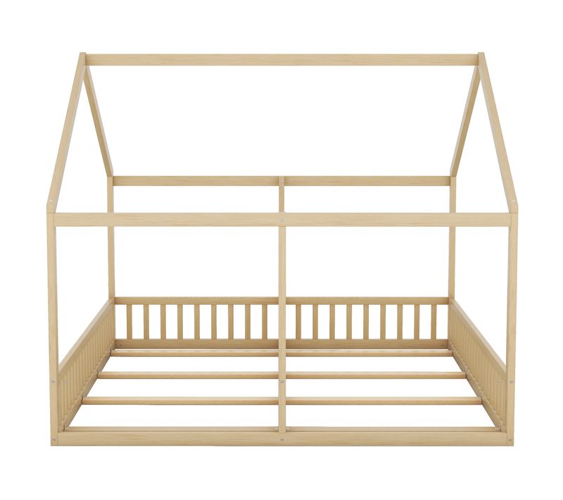 Lit Cabane Double Pour Enfants En Bois De Pin 90x200, Bois