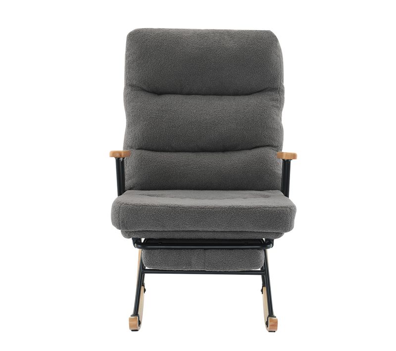 Fauteuil à Bascule Avec Dossier Qui S'incline Et Repose Pied, Gris