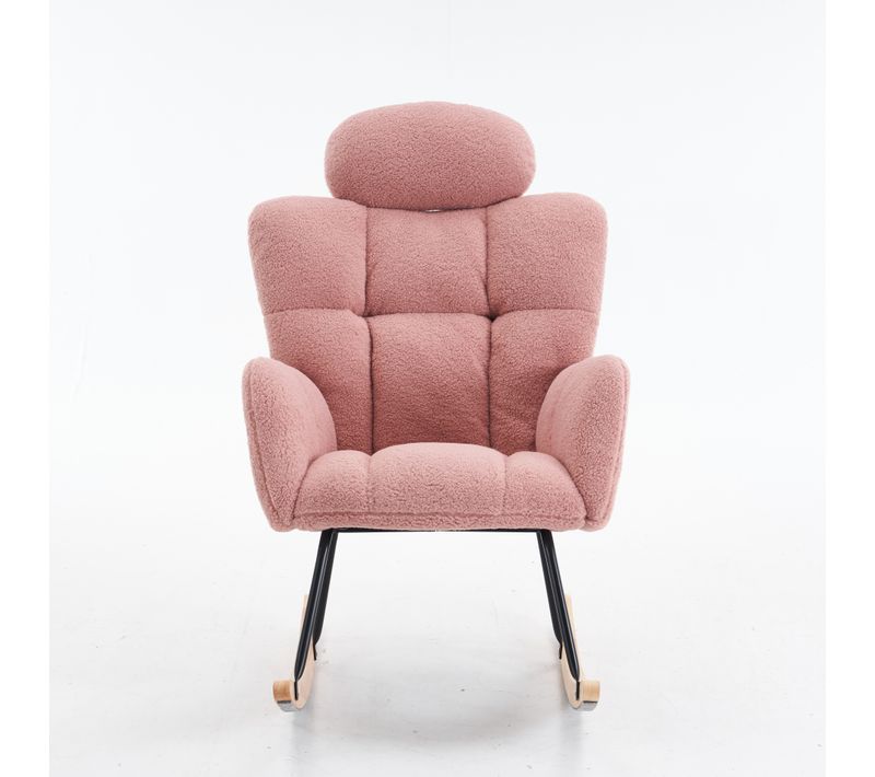 Fauteuil à Bascule Teddy Bear En Tissu, Tapisserie D'ameublement, Rose