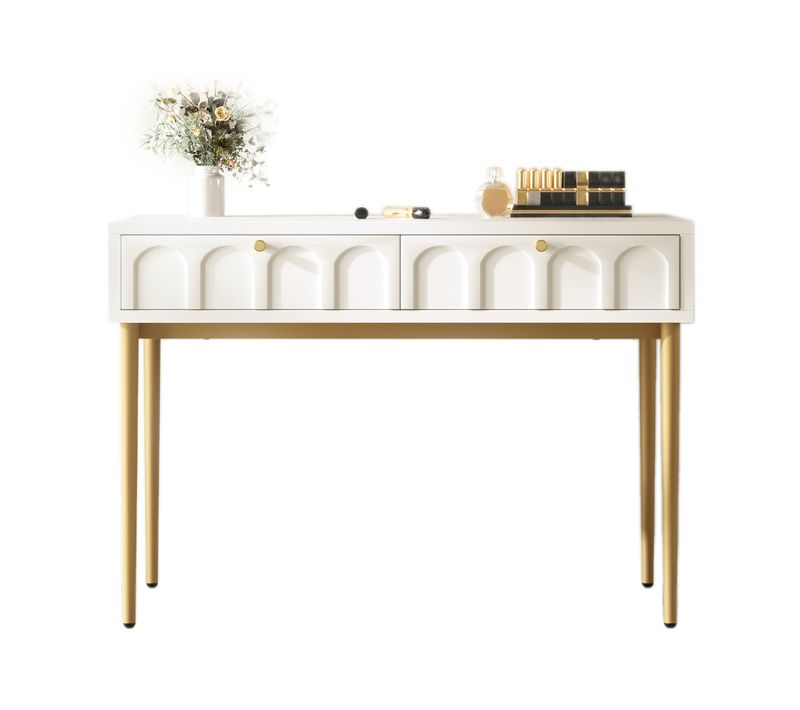 Coiffeuse Pour Chambre 100x76.5x45, Avec 2 Tiroirs, Blanc