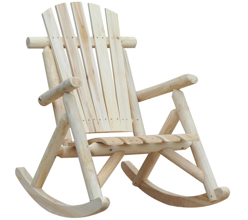 Fauteuil à Bascule De Jardin, Design Rustic Plume En Bois Naturel Pour Jardin Et Terrasse