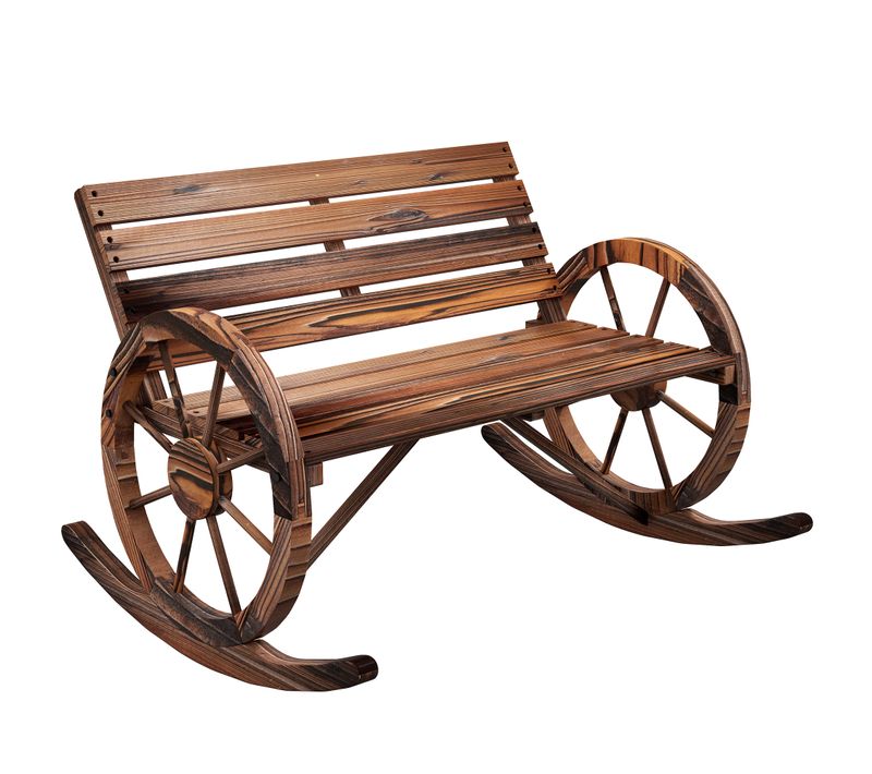 Chaise à Deux Places En Bois Avec Accoudoirs Pour Le Jardin Et Le Balcon, Marron