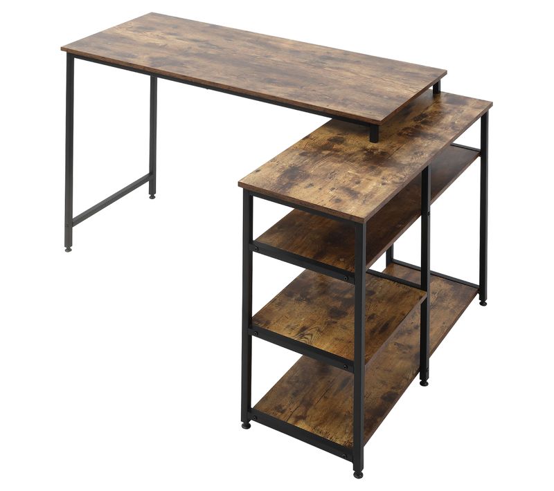 Bureau D'angle Pour Ordinateur Avec Comportiments De Rangement, Bois