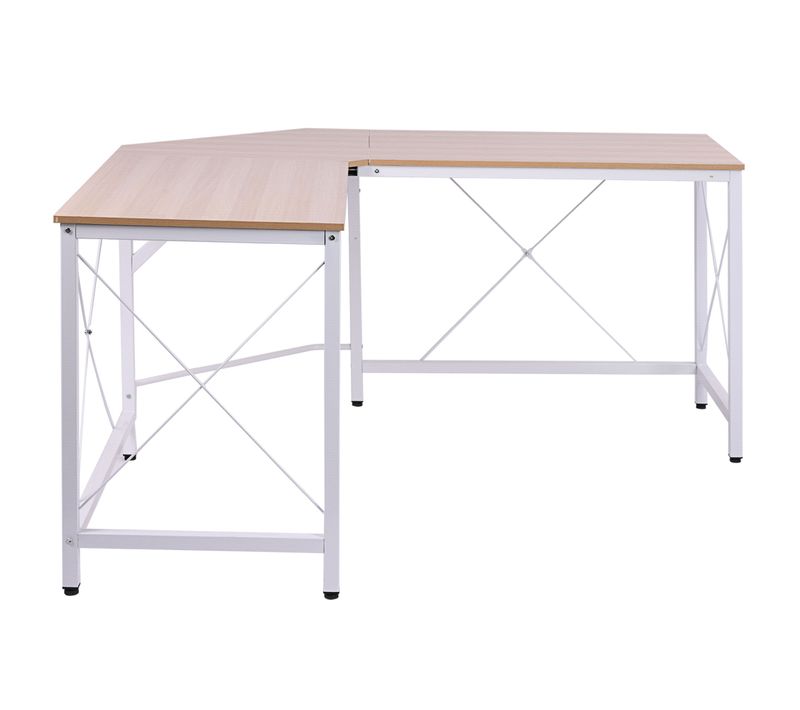 Bureau D'angle En L Pour Ordinateur En Metal, Blanc