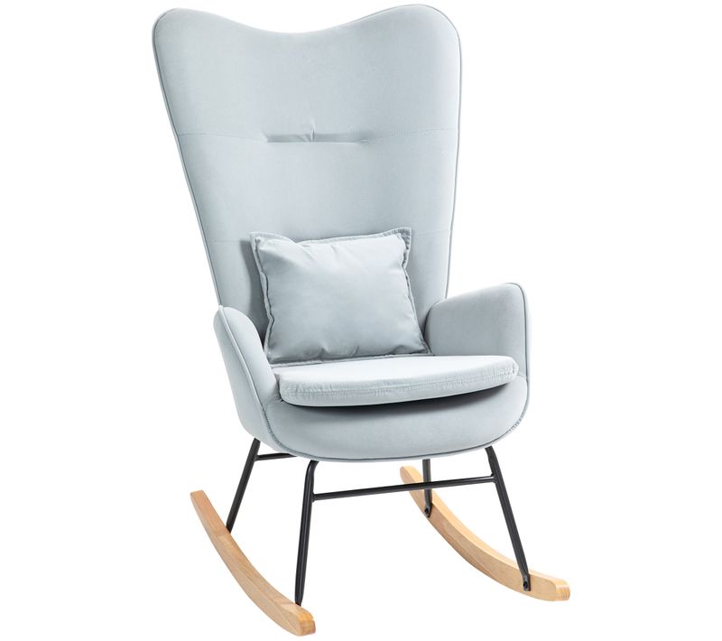 Fauteuil à Bascule,revêtement Tissu Gris,style Scandinave,pour Salon,chambre,balcon