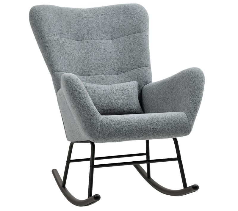 Fauteuil à Bascule ,avec Rangement De Poche ,style Scandinave ,salon,chambre, Gris