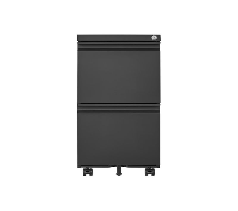 Caisson Mobile, Meuble Rangement Bureau ,avec 2 Tiroirs, 39 X 45 X 67.5 Cm , Noir