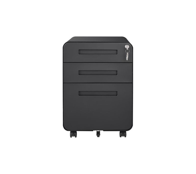 Caisson Mobile, Meuble Rangement Bureau ,avec 3 Tiroirs, 46 X 40 X 58 Cm , Noir
