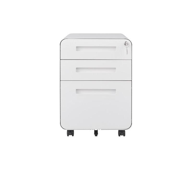 Caisson Mobile, Meuble Rangement Bureau ,avec 3 Tiroirs, 46 X 40 X 58 Cm ,simple, Blanc