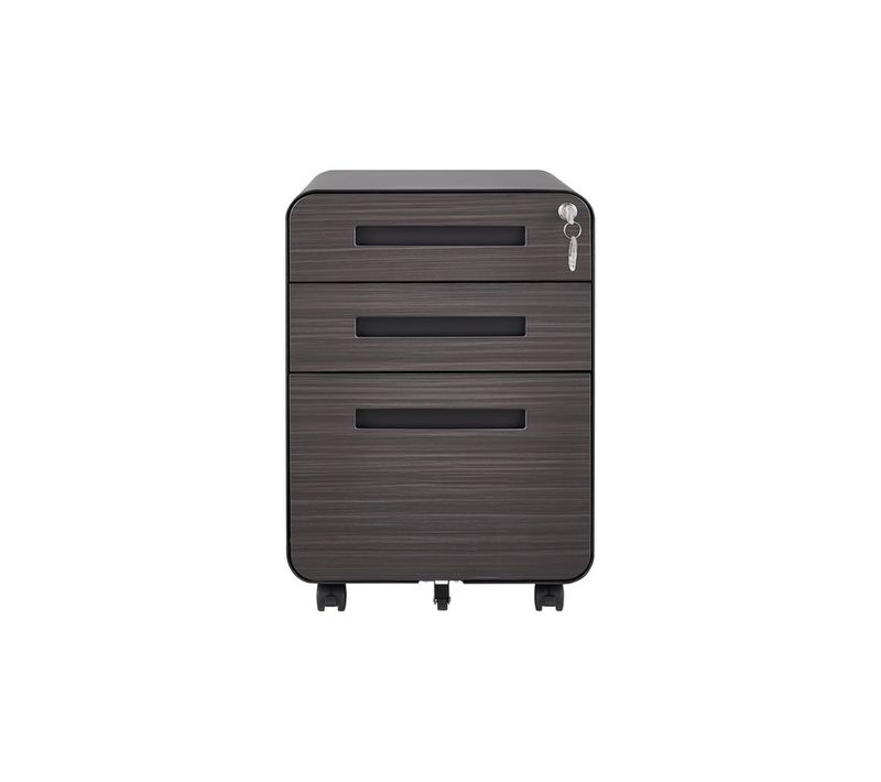 Caisson Mobile, Meuble Rangement Bureau ,avec 3 Tiroirs, 46 X 40 X 58 Cm , Simple ,noir