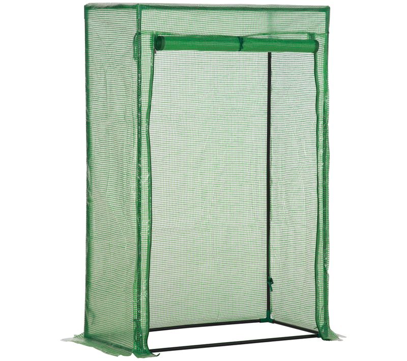Serre Avec Porte Enroulée En Acier Et Plastique Pour Plantes Et La Culture, 100x50x150cm, Vert