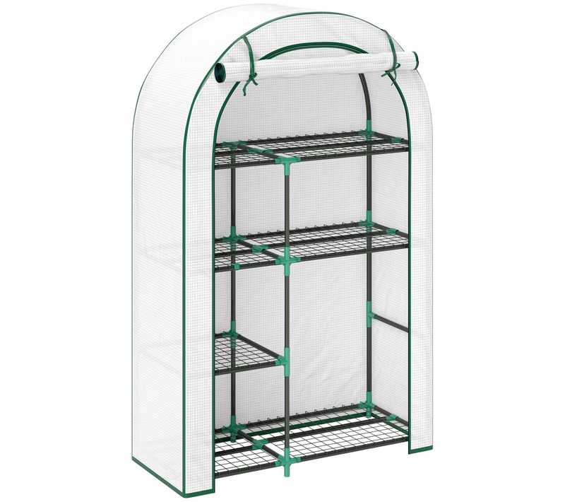 Serre Avec Porte Et Étagères En En Acier Pour Jardin Plantation Légumes Et Fleurs 100x45x160cm