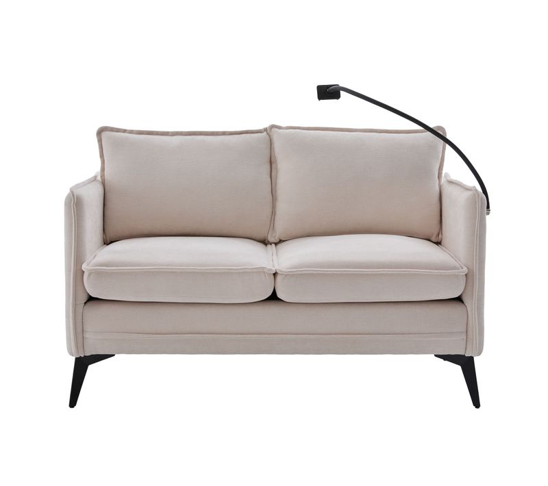 Canapé Deux Places Pour Le Salon, La Chambre , Avec Support Pour Téléphone Portable Et USB, Blanc