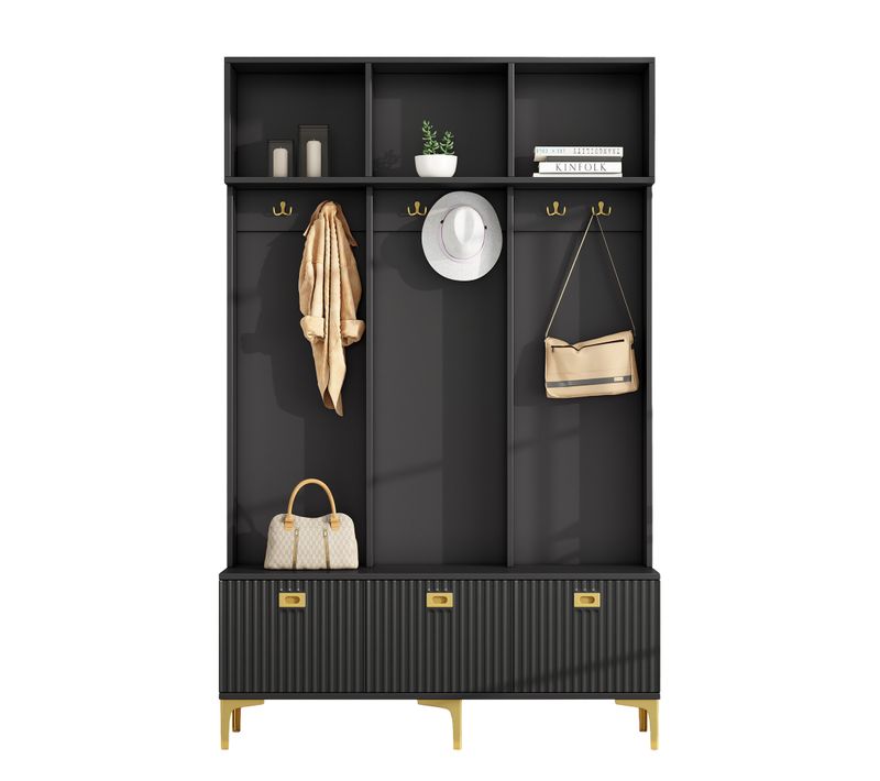 Porte-manteau, Vestiaire, Avec Banc, Rangement, Crochets Pour Entrée, Salon, Noir