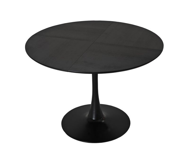 Table De Salle à Manger Ronde 120x120x75cm,mdf+acier,noir,pour Salle à Manger, Cuisine, Salon