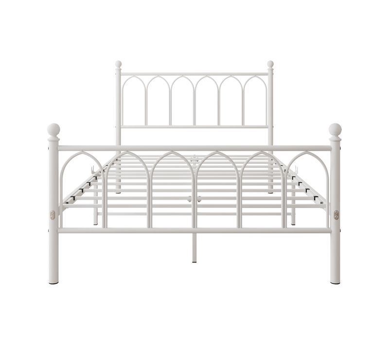 Lit Simple 120x200 Cm，avec Tête De Lit Vintage, Fonction De Chargement USB, Cadre De Lit LED, Blanc