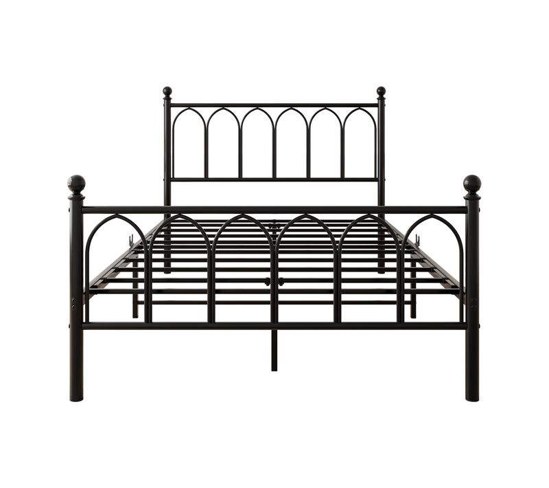 Lit 120x200 Cm Avec Tête De Lit Vintage, Fonction De Chargement USB, Noir