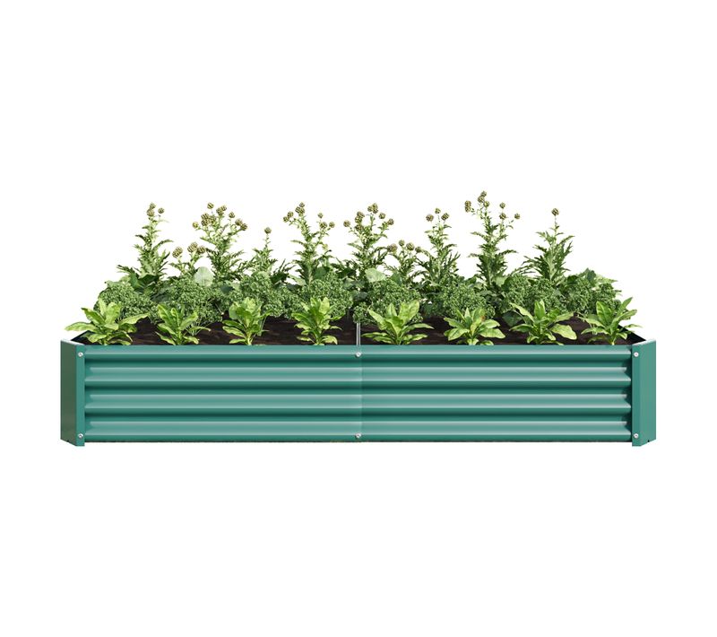 Jardinière Surélevée 180x90x30cm, Acier Très Résistant,vert