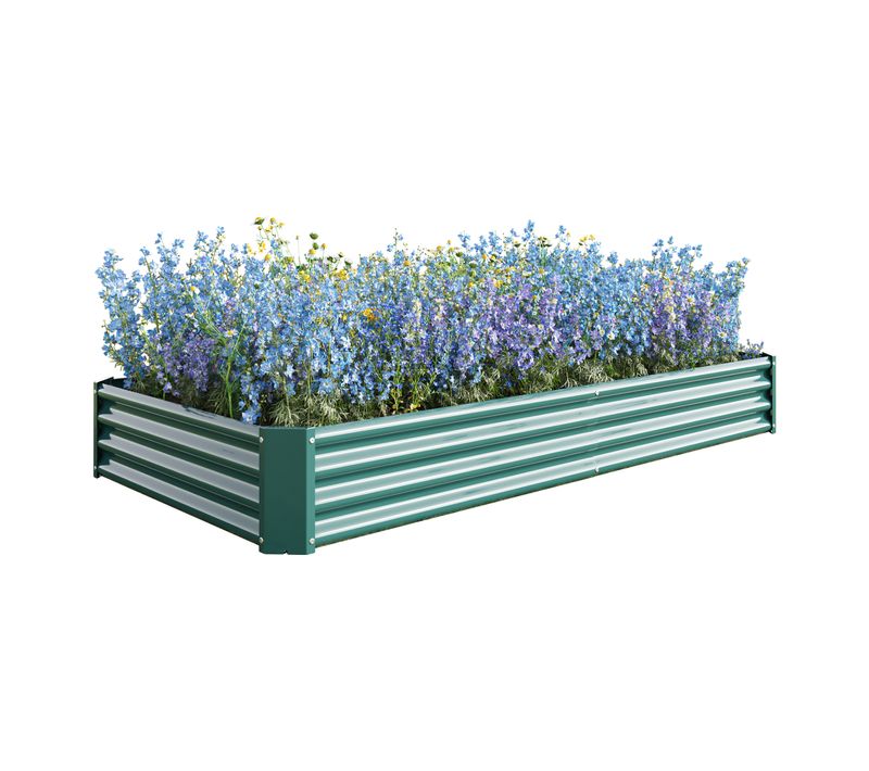 Jardinière Surélevée 232x113.5x30cm, Acier Très Résistant,vert