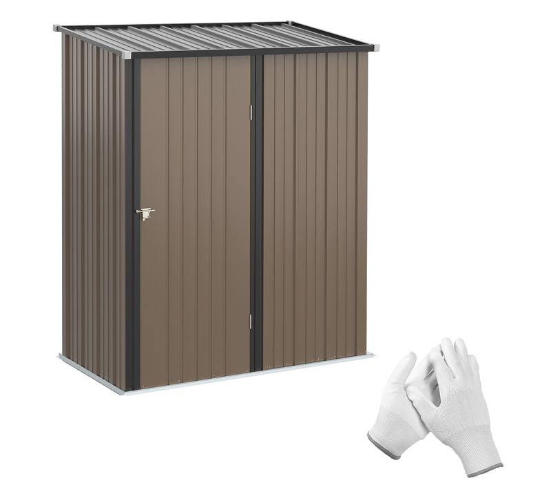 Abri De Jardin - Cabanon - Métal - 161.5 X 94.5 X 196 Cm - Verrouillables - Marron