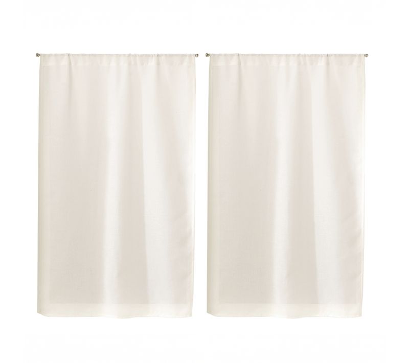 Paire De Petits Rideaux Unis En Etamine - 70x160 Cm - Blanc
