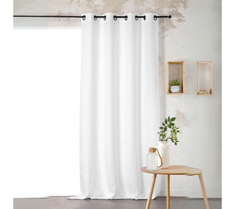 Rideau Voilage Uni 100% Lin - 145x260 Cm - Blanc