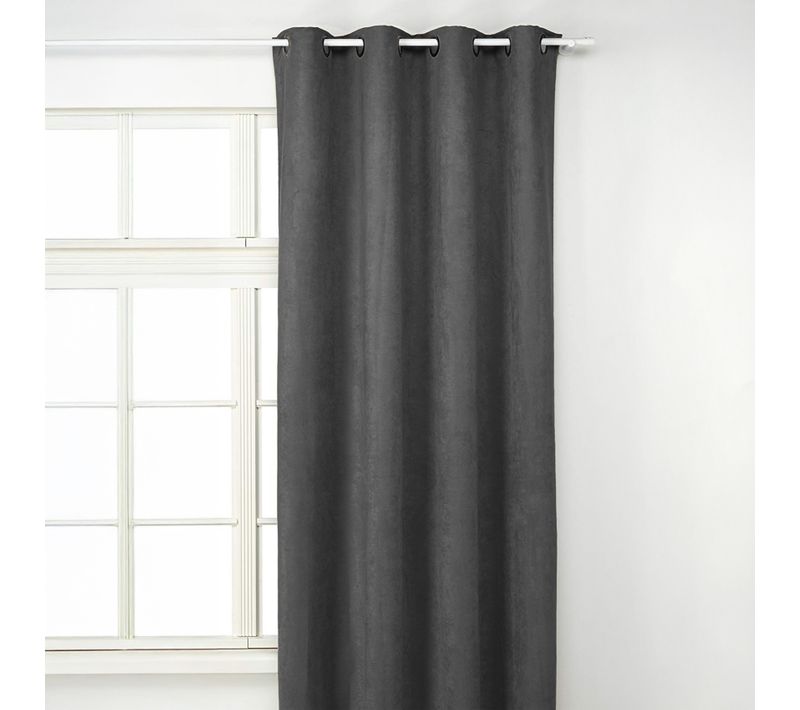 Rideau Uni - Effet Suédine - 145x260 Cm - Gris Foncé