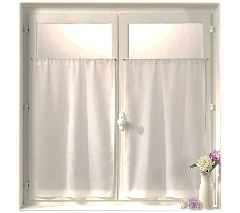 Paire De Petits Rideaux "sobriété" - 55x160 Cm - Blanc