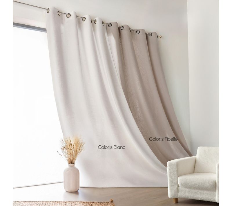 Rideau Uni Campagne Chic Poly-lin - 135x260 Cm - Ficelle