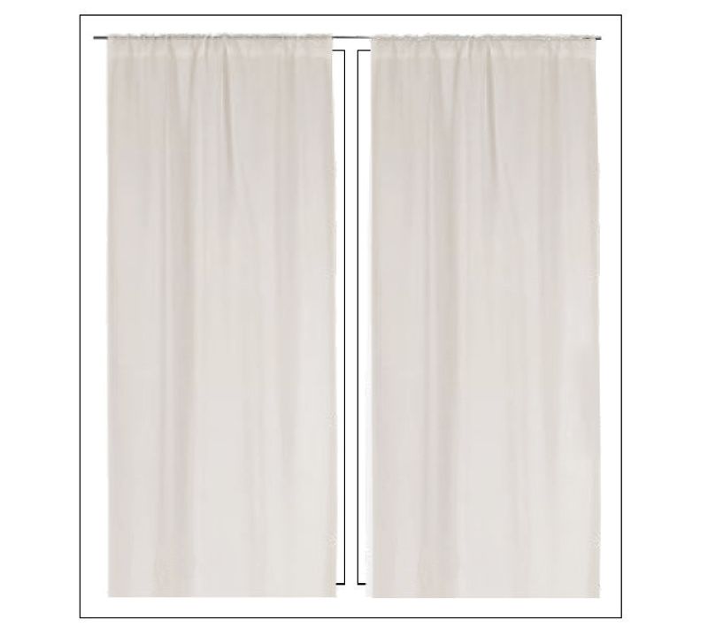 Paire De Petits Voilages Droits Unis - 45x180 Cm - Naturel