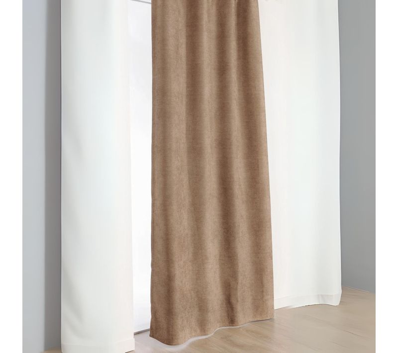 Rideau Alaska à Galon Fronceur Isolant Et 100 % Occultant - 140x240 Cm - Beige Foncé