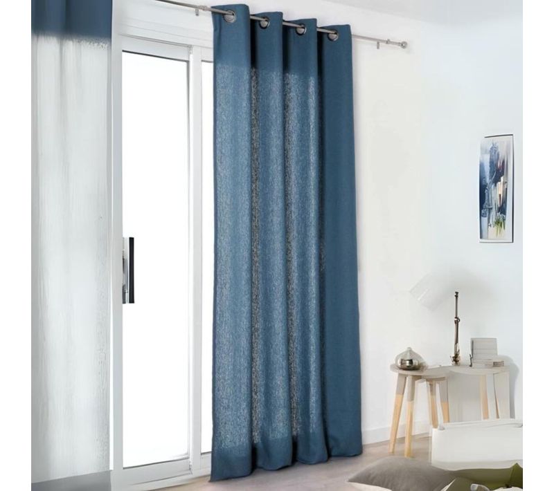 Rideau "authentique" En 100% Lin - 135x260 Cm - Bleu Marine