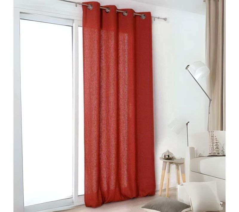 Rideau "authentique" En 100% Lin - 135x260 Cm - Brique