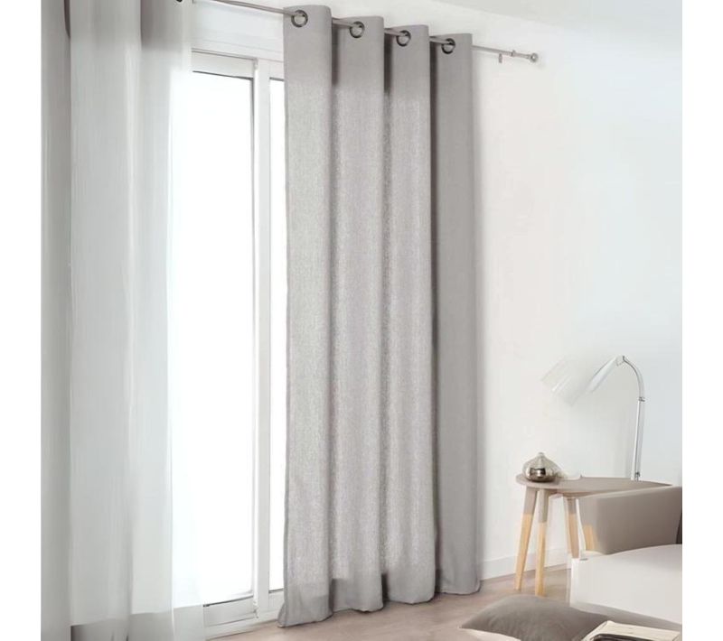 Rideau "authentique" En 100% Lin - 135x260 Cm - Gris Souris
